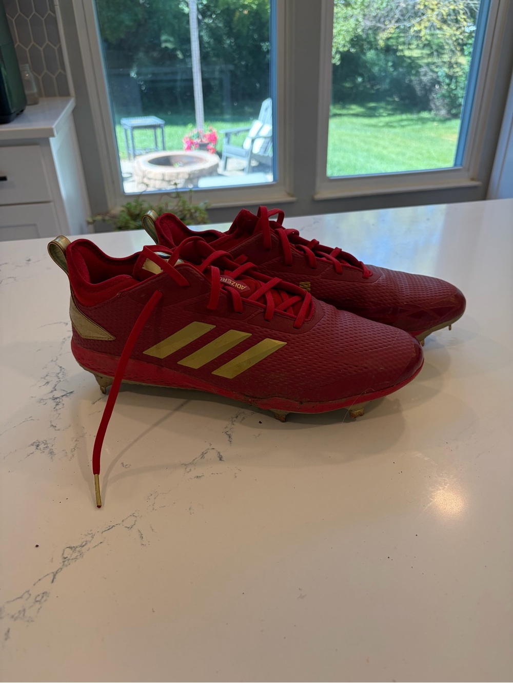 Adidas Kids' Red and Gold Baseball Cleats